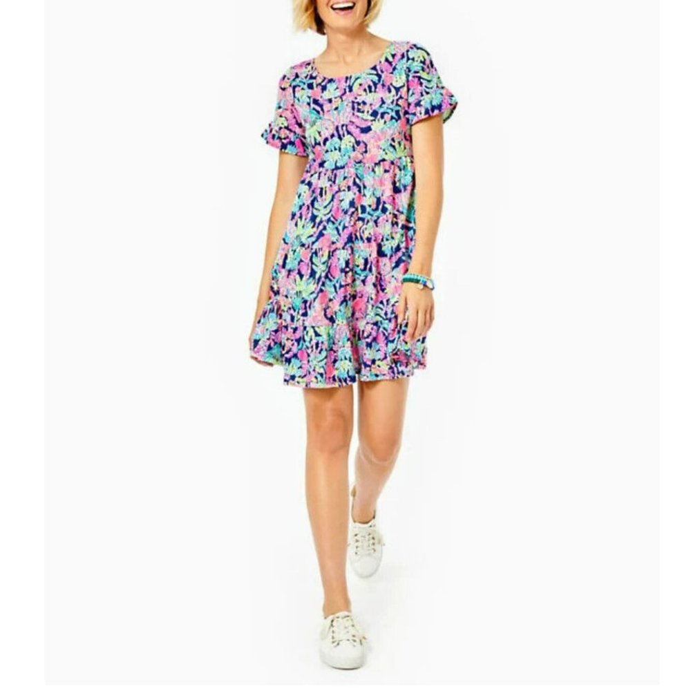Lilly Pulitzer Jodee Dress in Oyster Bay Navy Seen and Herd, Size S